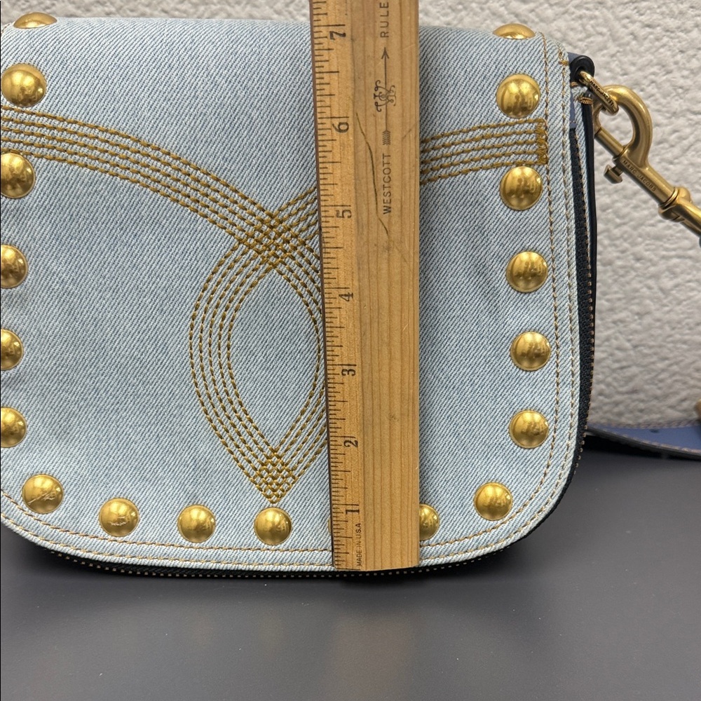 Mark Jacobs Nomad Studded Chic Denim and Gold Studded Crossbody Bag - Picture 14 of 16